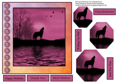 Wolf at Sunset Card Topper & Pyramid Layers