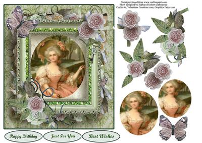 August Rose Lady Portrait Topper & Decoupage