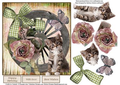 Hello My Name is Rose Kitten Topper & Decouapge