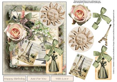 Paris Sun Card Topper & Decoupage