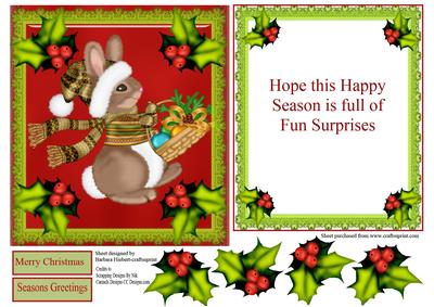 Christmas Bunny Green Holy Topper & Insert & Decoupage