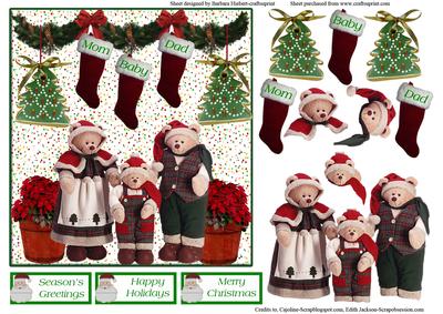 Teddy Family Christmas Topper & Decoupage