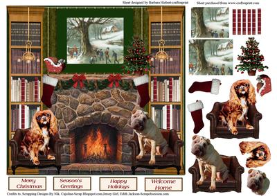 Good Dogs Waiting for Gifts Topper & Decoupage