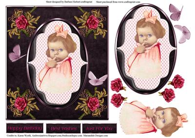 Rosebud Shy Girl Card Topper & Decoupage