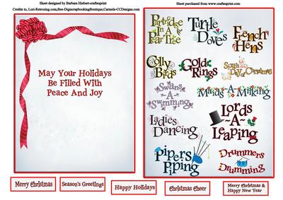 Twelve Song Days of Christmas Topper & Insert