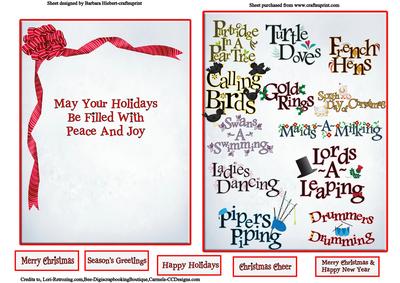 Twelve Days of Christmas Song Two Topper & Insert