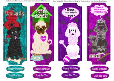 Girlie Dog Book Marks & Sentiment Tags