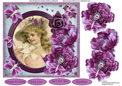 Pretty in Purple Vintage Portrait Topper & Decoupage