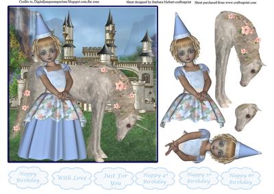 Princess Unicorn Castle Card Topper & Decoupage