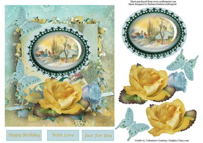 Romantic Yellow Rose Cottage Topper & Decoupage
