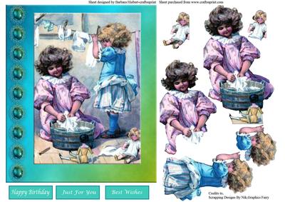 Laundry Time with Vintage Children Topper & Decoupage