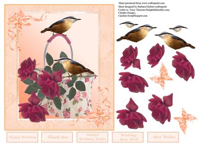 Rose Basket & Birds Topper & Decoupage