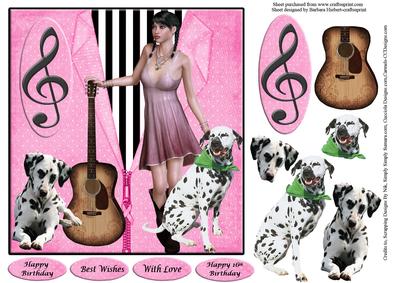 Musical Pink Shirt Singer & Dalmatians Topper & Decoupage