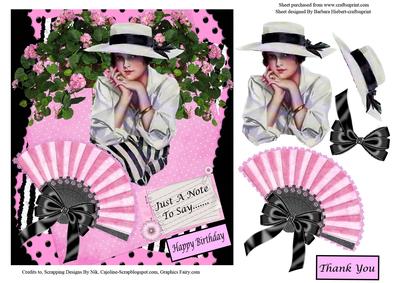 Pink & Black Vintage Lady Topper & Decoupage