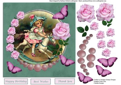 The Rocking Horse & Roses Topper & Decoupage