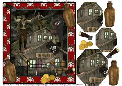 Pirates Where's the Rum Scene & Pyramid & Decoupage