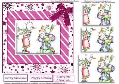 Snow People in Love Card Topper & Pyramid Layers