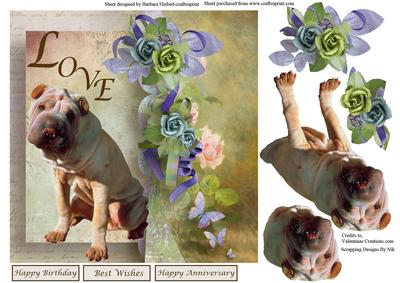 Love and Rinkles Dog Card Topper & Decoupage
