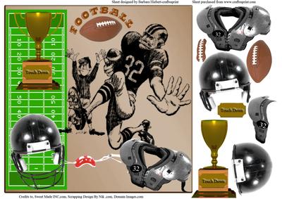 Foot Ball Touch Down Card Topper & Decoupage
