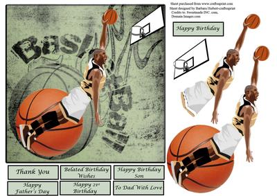 Baskets & Ball = Basketball Card Topper & Decoupage