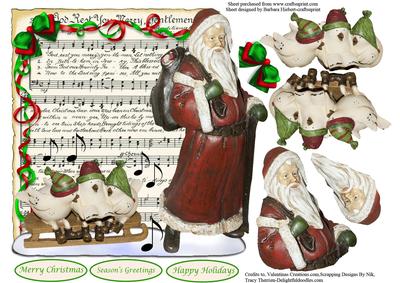 Tweeting Birds & Father Christmas Over the Edge Topper & Dec