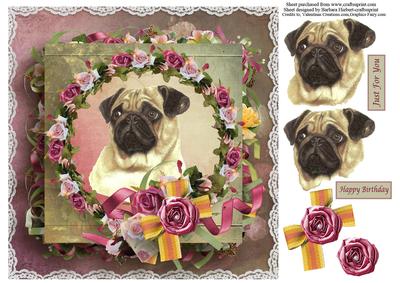 Thiughtful Dog Portrait Card Topper & Decoupage