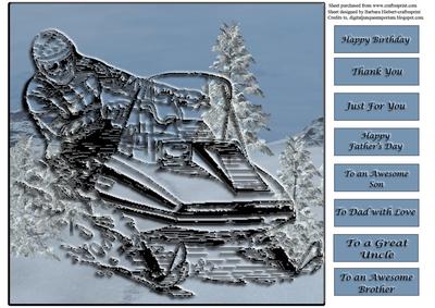 Winter Snowmobile Sports Quick Card Topper