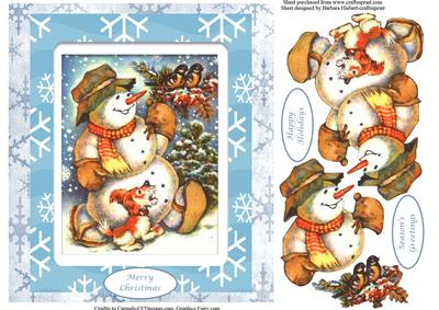 Vintage Snowman & Robins Topper & Decoupage