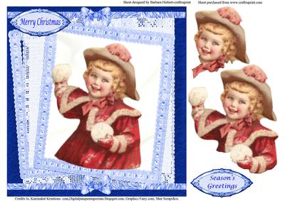 Snowball Vintage Girl Topper & Decoupage
