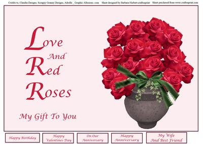 Love & Red Roses My Gift to You Cut & Fold Topper
