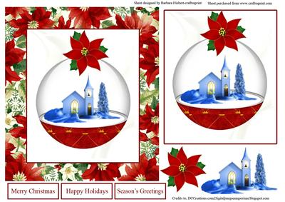 Church Ornament & Pointsettia Topper & Decoupage