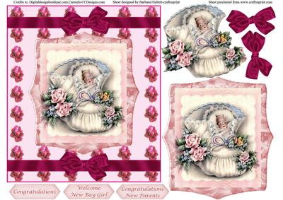 Rose Bud Baby Boot Topper & Decoupage