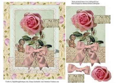 A Love Pink Rose Card Topper & Decoupage