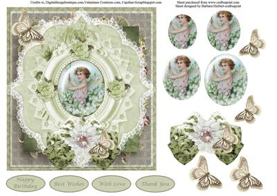 Floral & Lace Vintage Topper & Pyramid & Decoupage