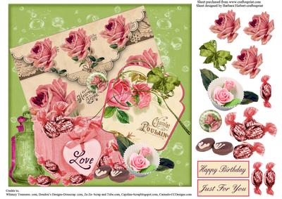 Rose Letter and Love Chocolates Topper & Decoupage