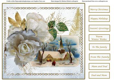 Winter Church & White Rose Scene Quick Topper
