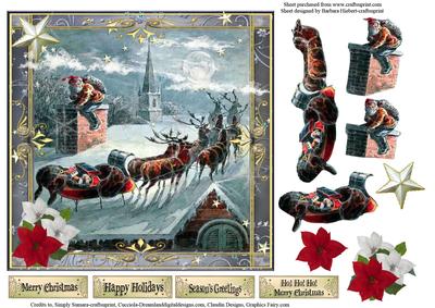 Moonlight Santa and Stars Topper & Decoupage