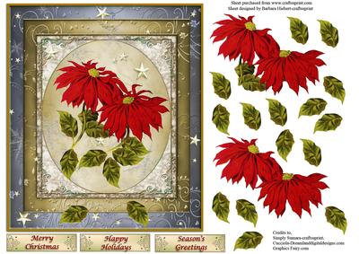 Pointsettias the Christmas Flower Topper & Decoupage