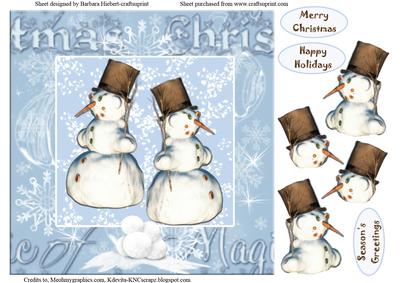 Winter = Snowmen and Snowballs Topper & Decoupage