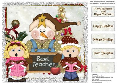 Best Teacher Christmas Quick Card Topper