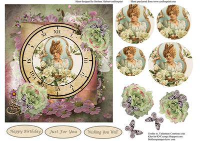Timeless Vintage Portrait & Roses Card Topper