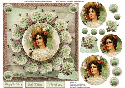 Ring of Roses Vintage Portrait Card Topper