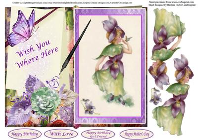 Violet Flower Book Sheet Topper & Decoupage