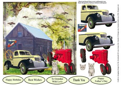 Grandpa's Old Farm Card Topper & Decoupage