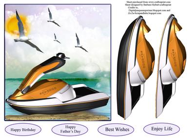 Jet Ski Water Sports Topper & Decoupage