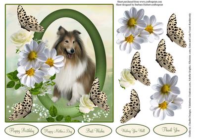 Daisy Dog Portrait & Butterfly Decoupage