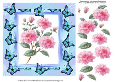 Pink Flowers and Butterflies Topper & Decoupage