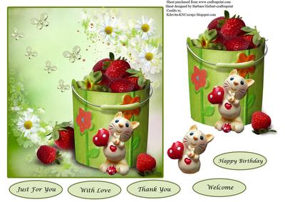 Fresh Srtawberry Bucket Topper & Decoupage