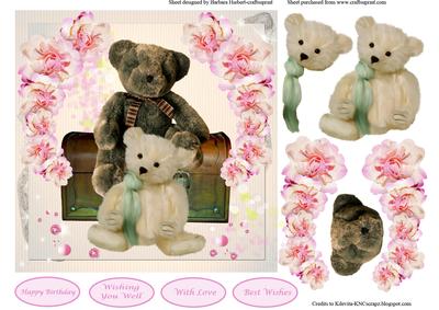 Teddy Bears and Flowers Topper & Decoupage