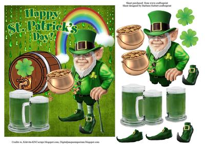 Green Beer & Pot of Gold Topper & Decoupage